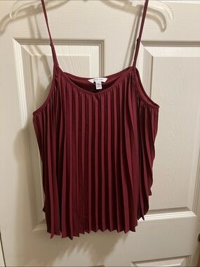 Nine West Pleated Spaghetti-Strap Cami - Burgundy Wine